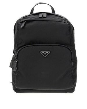 Prada Re-Nylon And Saffiano Leather Backpack - Black