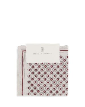 Brunello Cucinelli Silk Pochette With Geometric Pattern - White