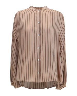 Kristina Ti Silk Blend Striped Shirt Nude - Brown