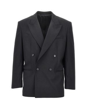MARSĒM Wool-Blend Double-Breasted Jacket - Black