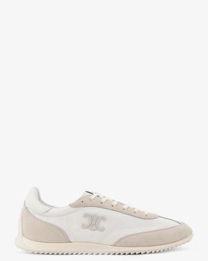 Celine Nylon Racer Trainers With Triomphe Logo On The Side - White