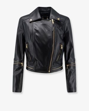 Elisabetta Franchi Leather Biker Jacket - Black