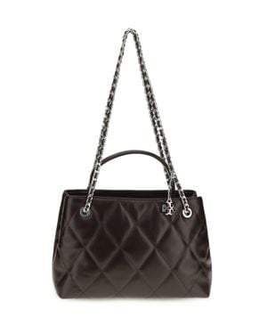 Tory Burch Small Fleming Leather Tote Bag Cocoa - Black