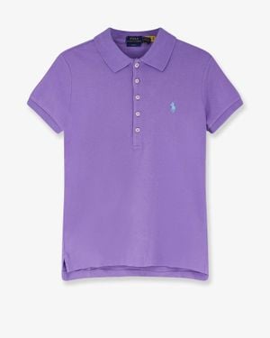 Polo Ralph Lauren Cotton Blend Polo With Embroidered Logo - Purple