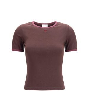 Courreges Cotton T-Shirt Burnt/Deep Grenat - Purple
