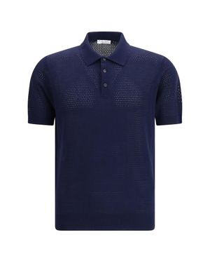 Roberto Collina Short-Sleeve Knit Polo Shirt - Blue