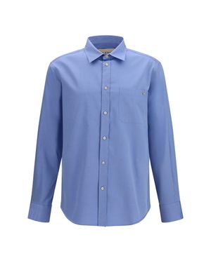 Valentino Lightweight Cotton Shirt With Vgold - Blue