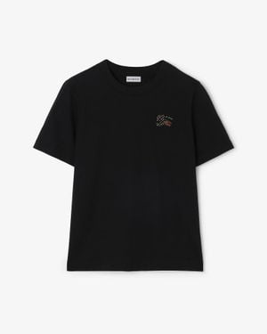 Burberry Cotton T-Shirt With Knight Check - Black