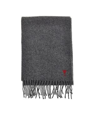 World Class Fashion Ami De Coeur Embroidery Wool Scarf - Grey