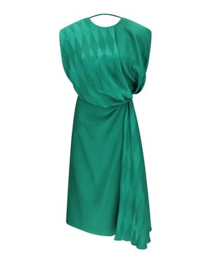 Versace Midi Silk Dress With Twist Detail - Green