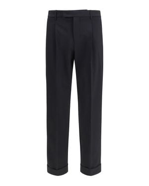 Cruna Trousers Carrot Fit Single Pleat Virgin Wool - Blue