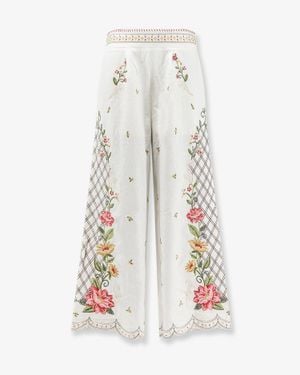 FARM Rio Wide-Leg Linen-Blend Trousers - White