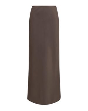 Loulou de Saison Silk Twill A-Line Maxi Skirt Dark - Brown