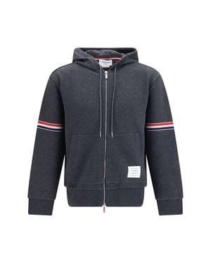 Thom Browne Classic Loopback 4-Bar Zip-Up Hoodie Charcoal - Blue
