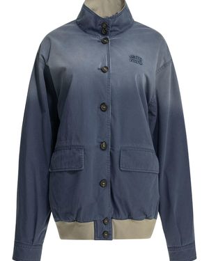 Miu Miu Lightweight Jacket With Logo - Blue