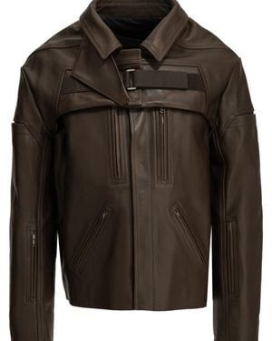 Rick Owens 2 Piece Mac Leather Jacket - Black