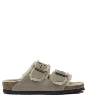 Birkenstock "Arizona Shearling" Sandals - Grey