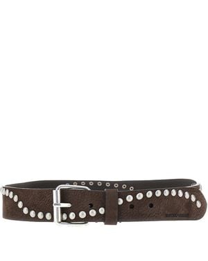 Emporio Armani Studded Suede Leather Belt - Black