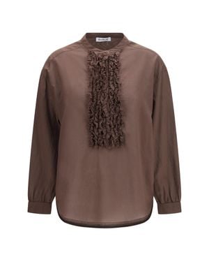SOSUE Ruffled Shirt Soft - Brown