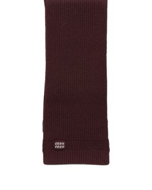 Miu Miu Wool And Cashmere Scarf With Logo - Purple