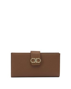 Ferragamo "Gancini Continental" Wallet - Brown