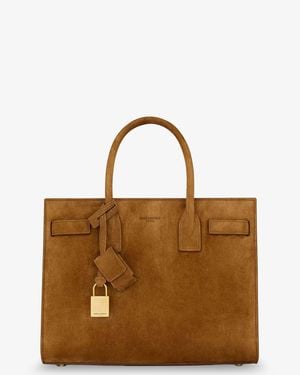 Saint Laurent Sac De Jour Baby Suede Handbag - Brown
