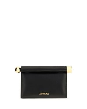 Jacquemus Rond Carré Leather Shoulder Bag - Black