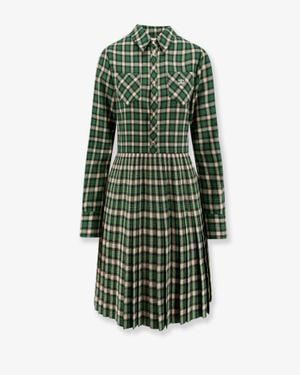 Celine Tartan Wool Mini Dress - Green