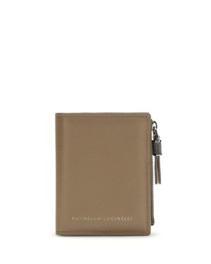 Brunello Cucinelli Leather Wallet With Zip - Natural