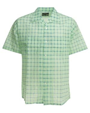 Beams Plus "Open Collar Nylon Airy Plaid" Casual Shirt - Green