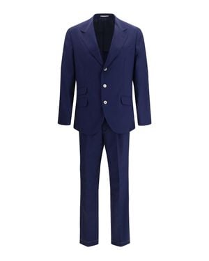 Brunello Cucinelli Single-Breasted Suit With Peak Lapels - Blue