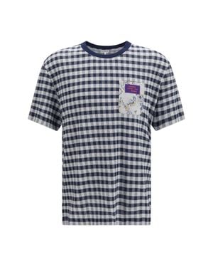 Loewe Checked Jacquard Cotton T-Shirt - Blue