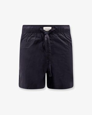Entire studios Cotton Bermuda Shorts With Frontal Logoed Label - Blue