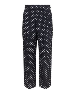 Valentino Trousers Polka-Dot Crêpe De Chine Silk - Blue