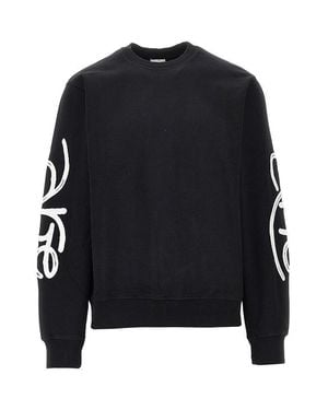 Arte' Cotton Sweatshirt With Logo Embroidery - Black