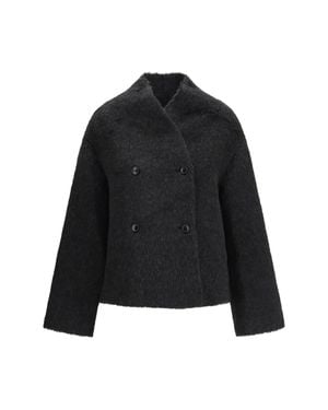Loulou de Saison Wes Double Breasted Alpaca Jacket Anthracite - Black