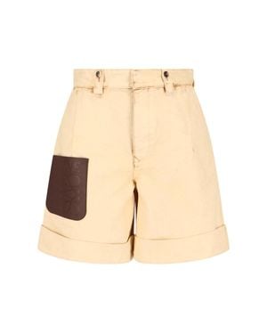 Loewe Anagram Cotton Shorts - Natural