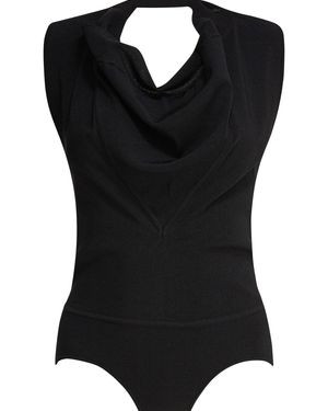 Max Mara Sleeveless Draped Bodysuit - Black