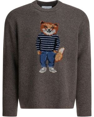 Maison Kitsuné Maison Kitsuné Wool Blend Cardigan - Grey