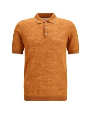 Brooksfield Linen Blend Polo Fox - Orange