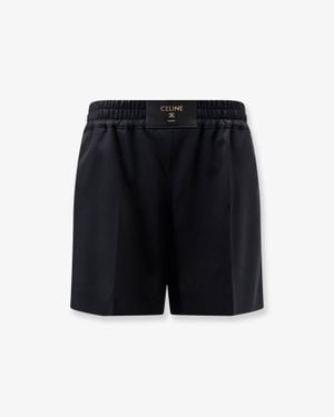 Celine Wool Shorts With Leather Tag - Black