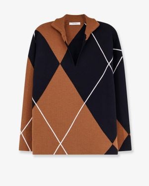 Max Mara Mxmsala Argyle Pattern Virgin Wool Sweater - Blue