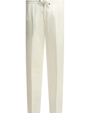 Brunello Cucinelli Linen Cotton Trousers - White