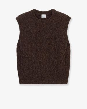 Closed Wool Blend Vest - Brown