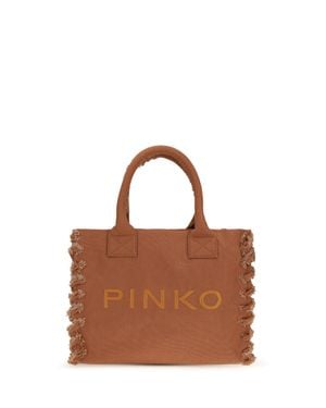 Pinko Canvas Tote Bag-Scoiattolo - Brown