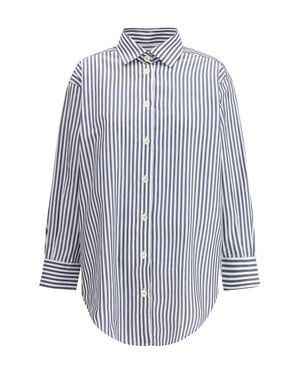 Deperlu Oversized Cotton Shirt Riga Blu - Blue