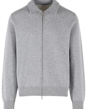 Lardini Fine Knitted Wool Bomber Jacket - Grey