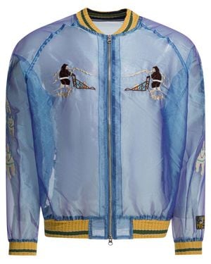 Kapital Sheer Pearl Mosquito Guard Bomber Jacket Light - Blue