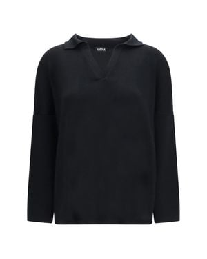Ella Wool Polo Collar Sweater - Black