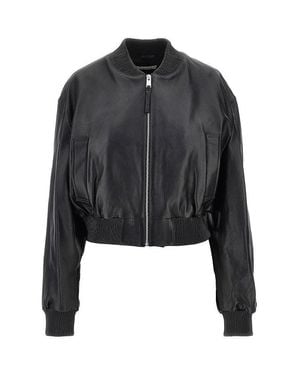 Arma Hannan Leather Bomber Jacket - Black